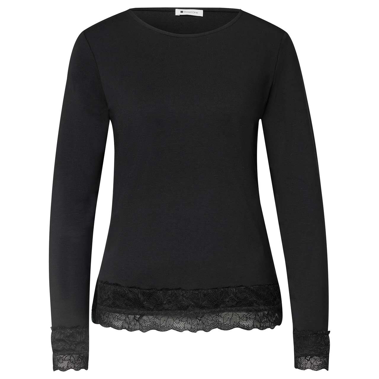 Street One Damen Langarm Shirt Basic Lace Cuffs black
