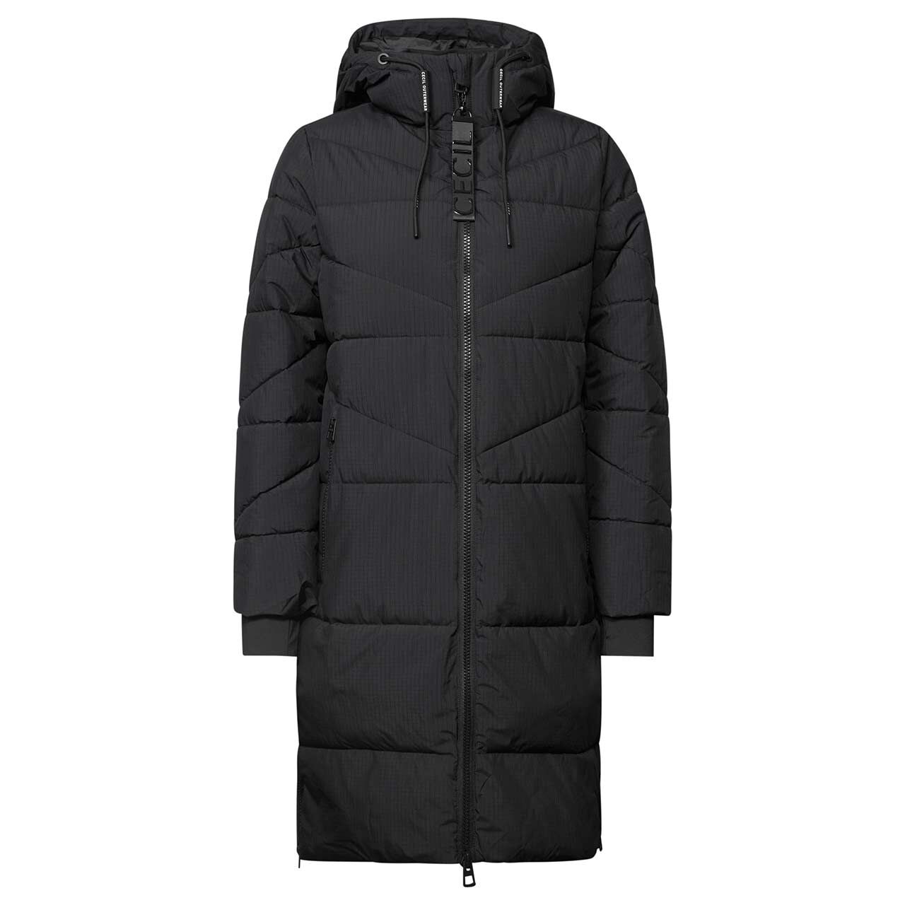 Cecil Damen Mantel Long Quilted black