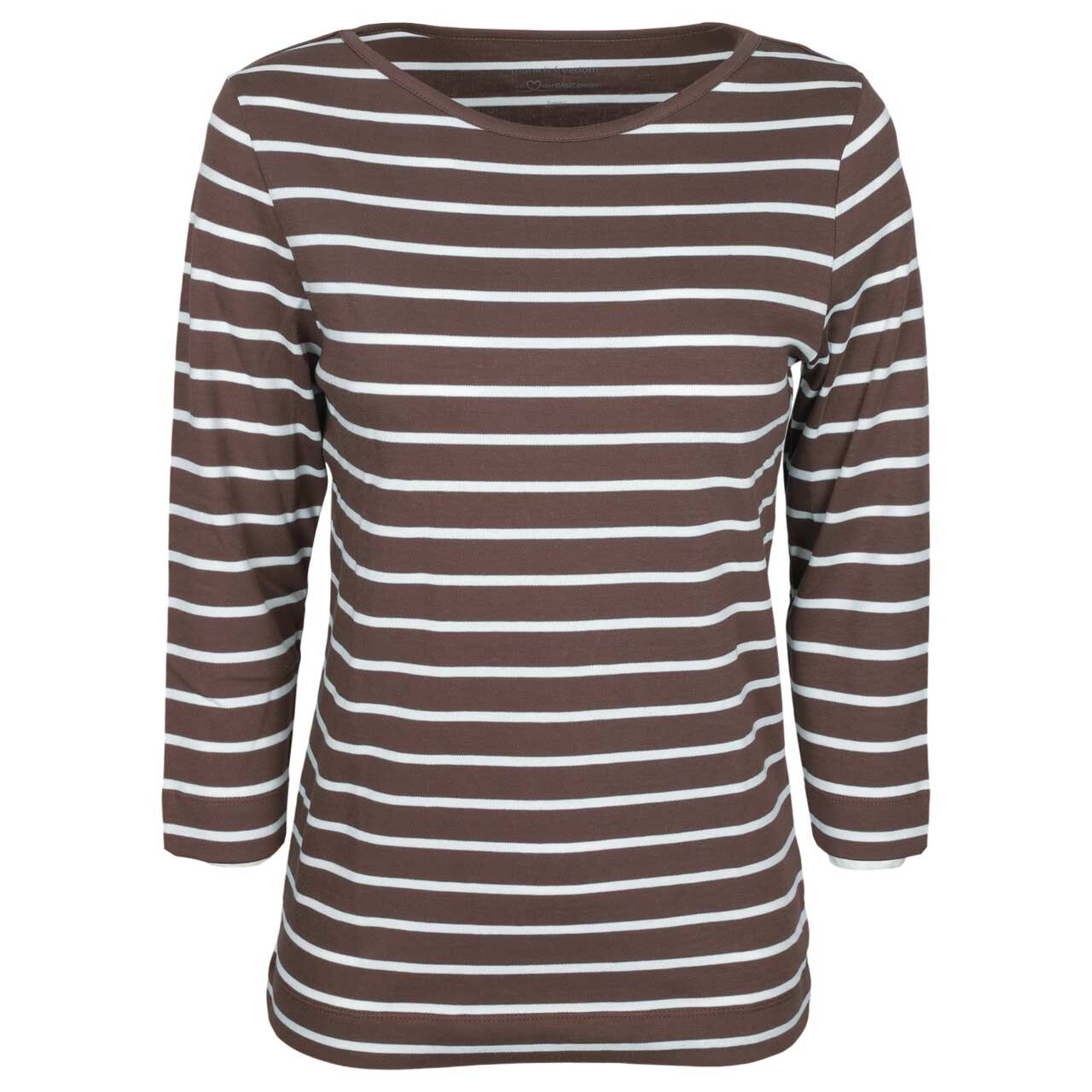 Munich Freedom Damen 3/4 Arm Shirt espresso brown/offwhite