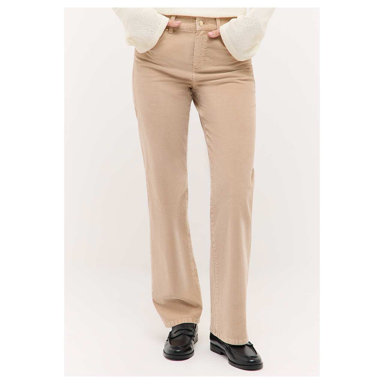 Damen Cordhose Lara von Angels in Hellbraun, Vorderansicht am Model