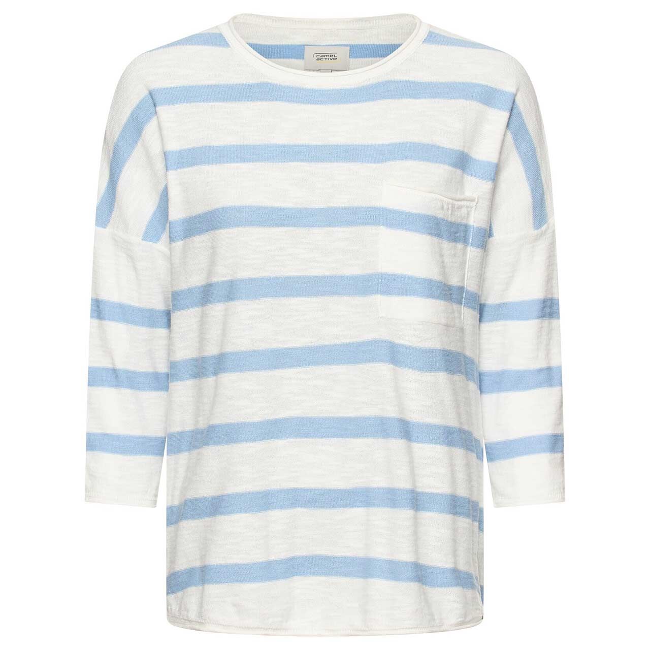 Camel active Damen 3/4 Arm Pullover soft blue stripes