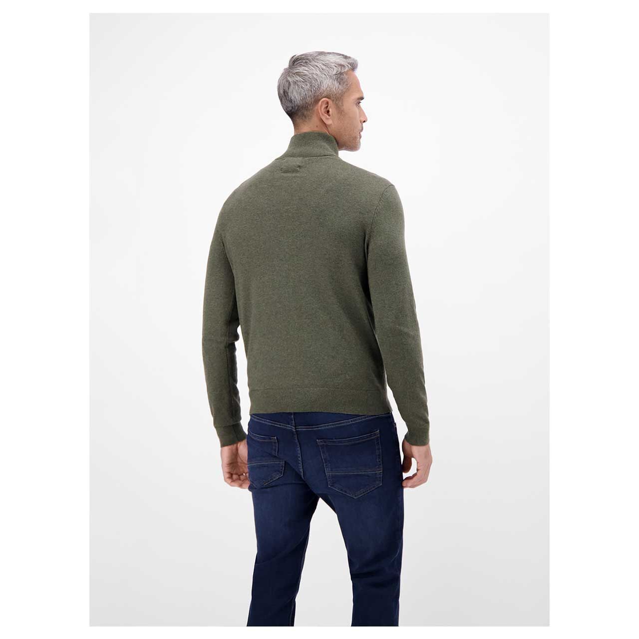 Lerros Herren Pullover Troyer soft nordic olive melange