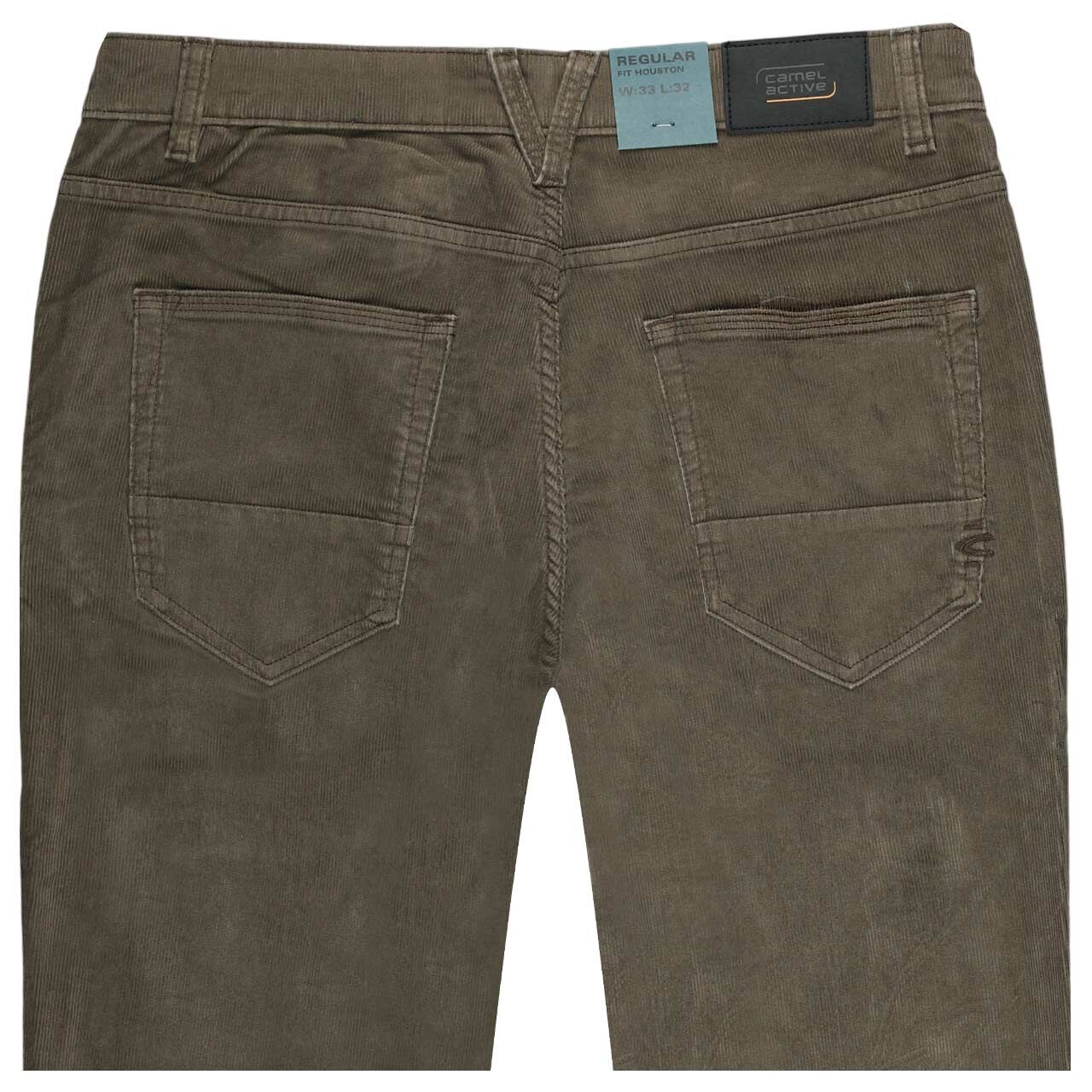 Herren Stretch Cordhose Houston von Camel active in Olivgrün, detaillierte Rückansicht