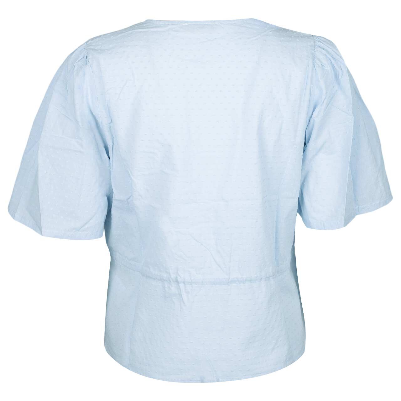 Damen Kurzarm Bluse von 24 Colours in Hellblau, Rückansicht