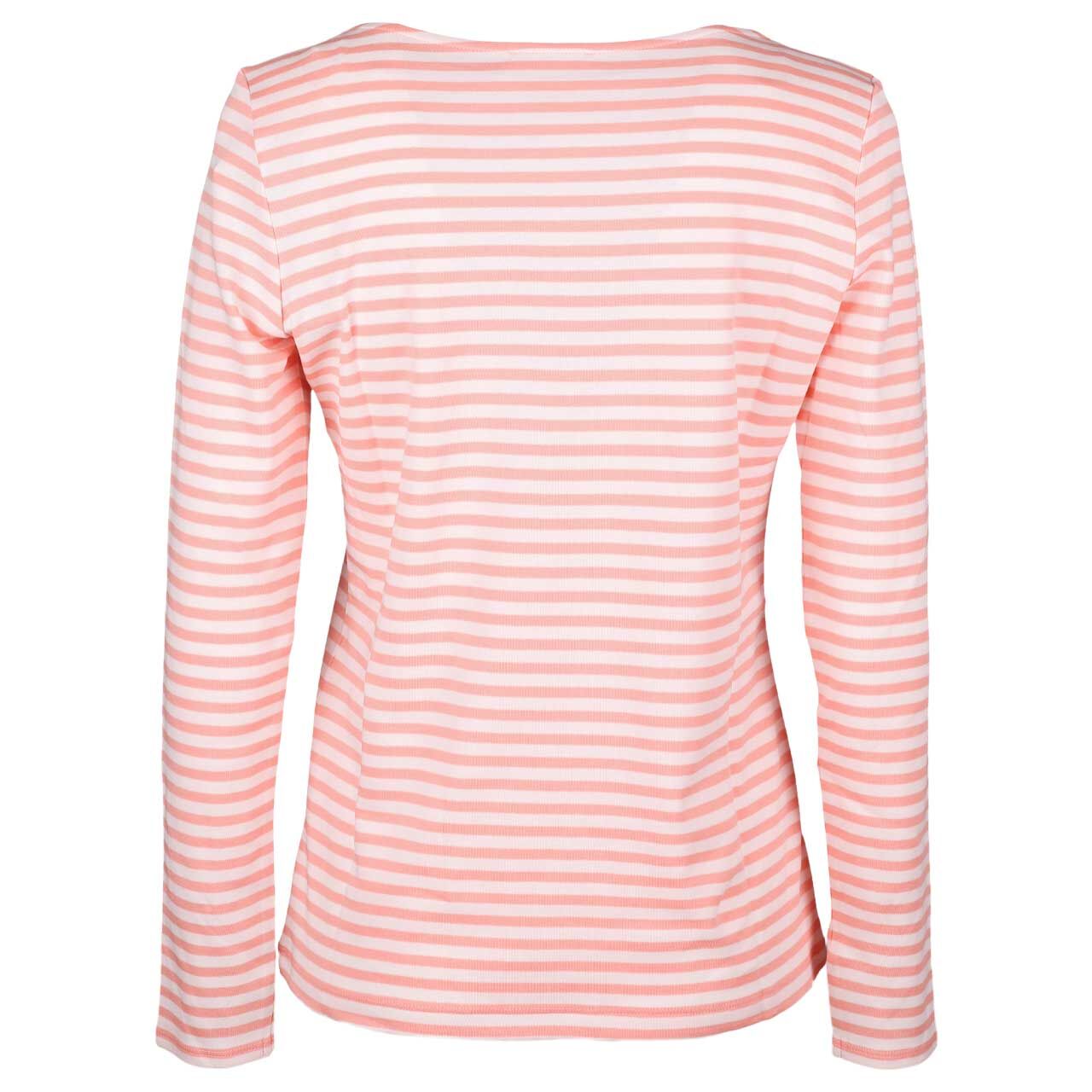 Damen Langarm Shirt U-Boat Stripe von Street One in Orange-Rosa gestreift, Rückansicht
