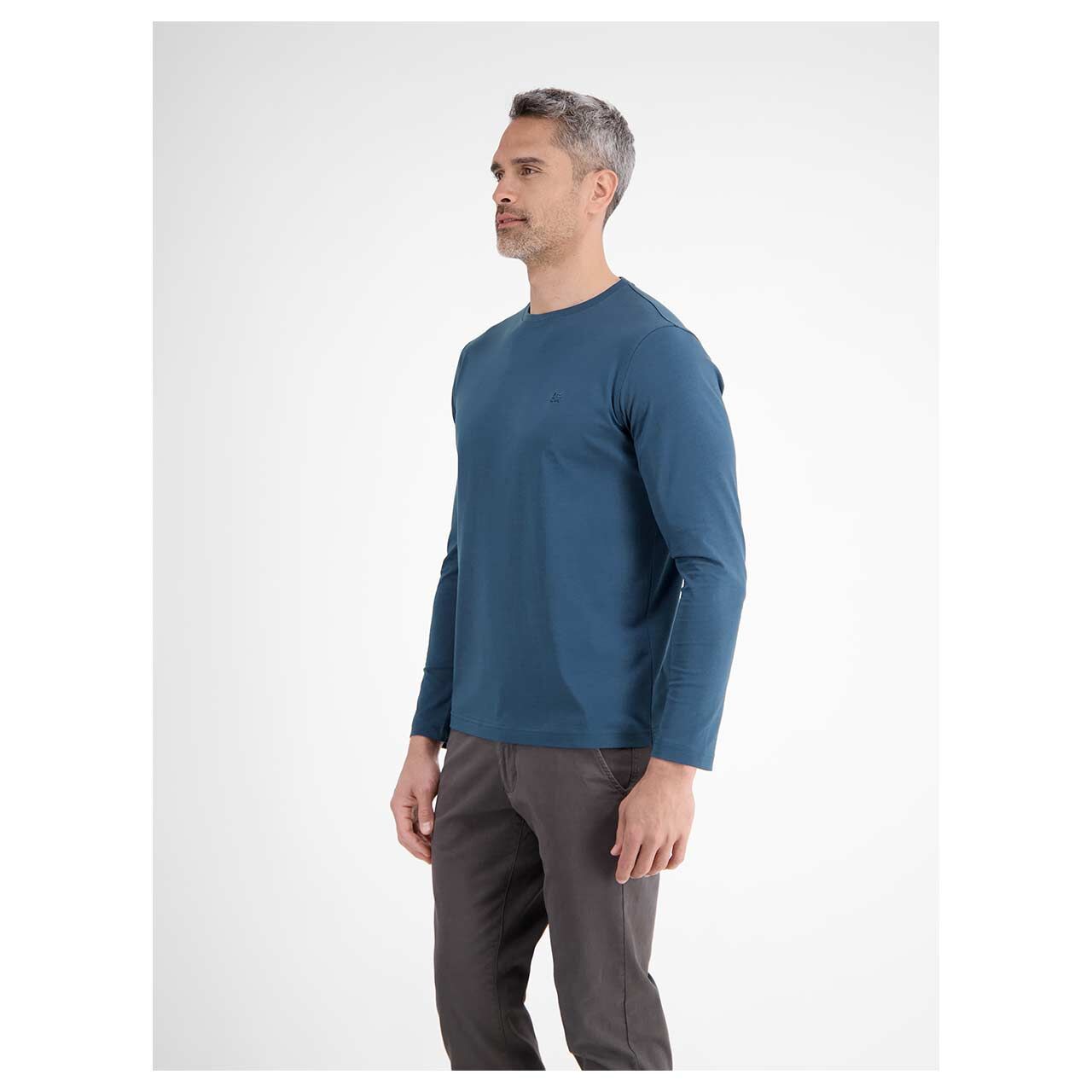 Herren Langarm Shirt von Lerros in Blau, Vorderansicht am Model
