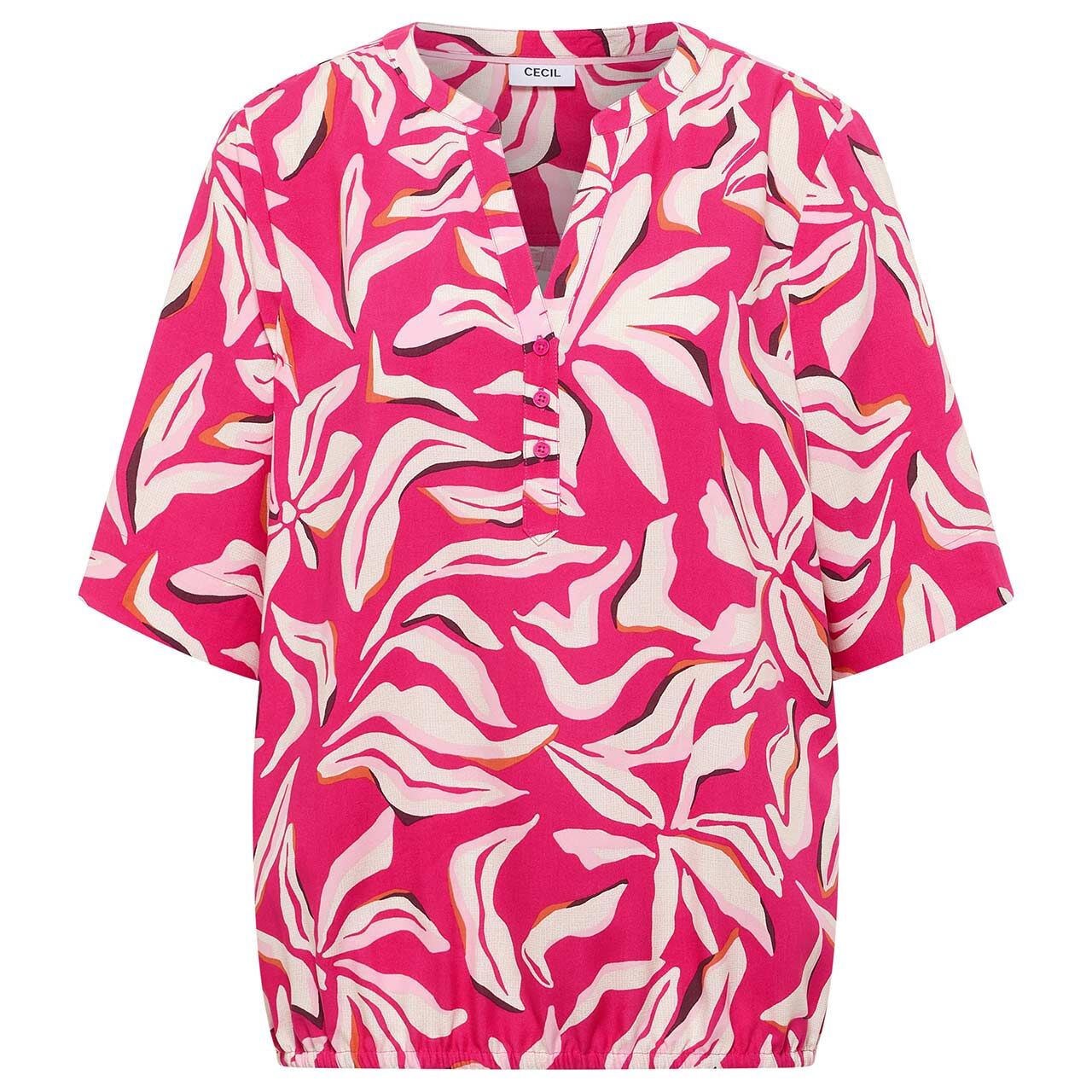 Cecil Damen 3/4 Arm Bluse Splitneck Print beetroot pink