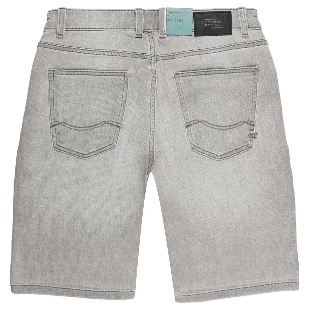 Herren Jeans Houston fleXXX Bermuda von Camel active in Grau angewaschen, Rückansicht