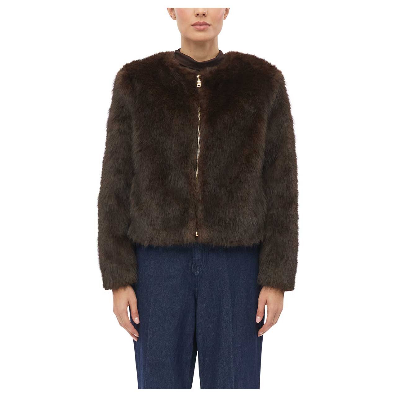 Damen Jacke von s.Oliver in Dunkelbraun, Vorderansicht am Model