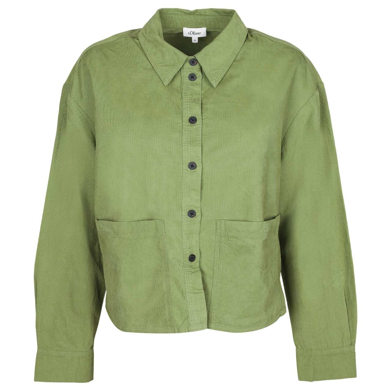 s.Oliver Damen Langarm Cord Bluse mossy olive