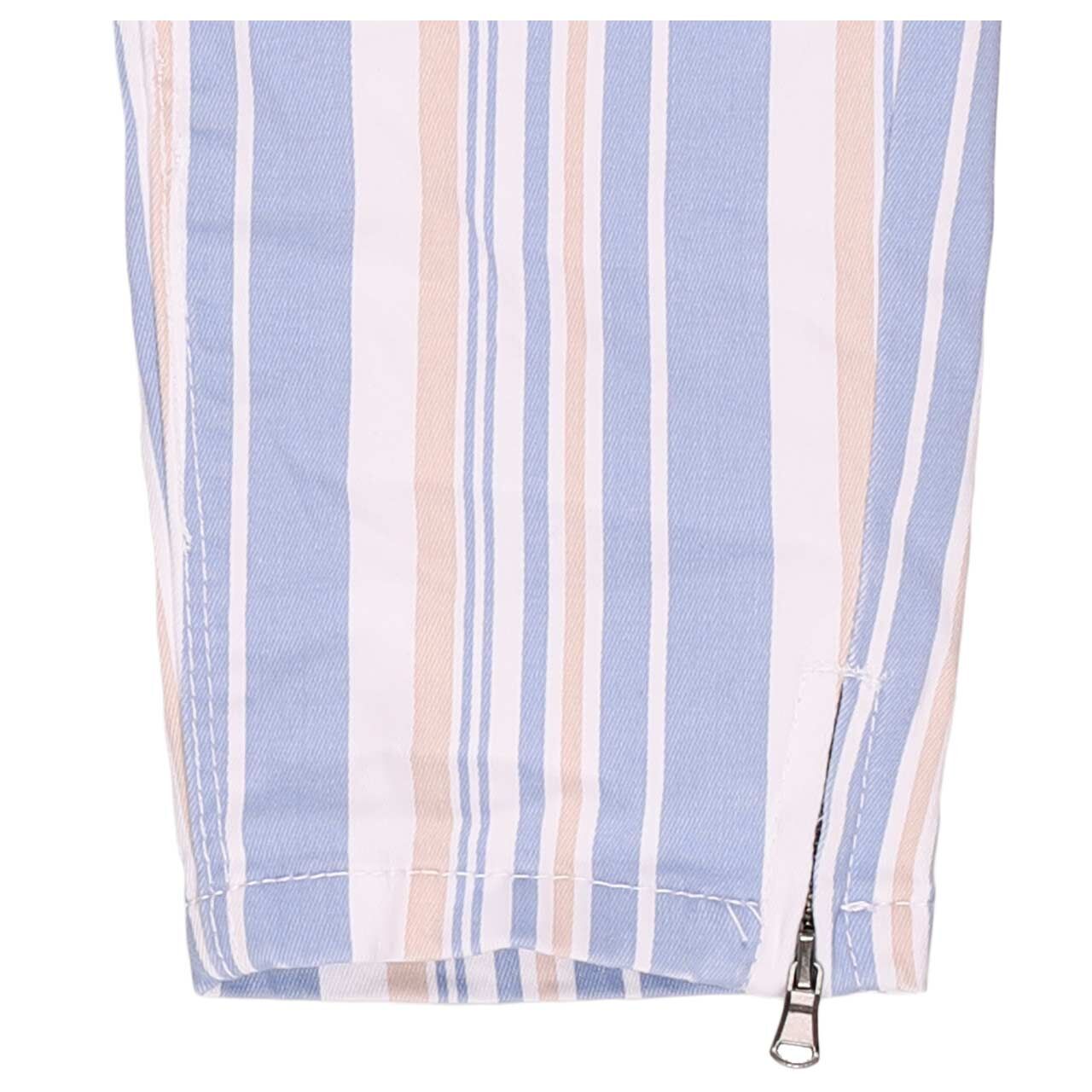 Damen Baumwollhose Italy V 7/8 Stretch Twill von Buena Vista in Hellblau gestreift, Detailansicht Saum