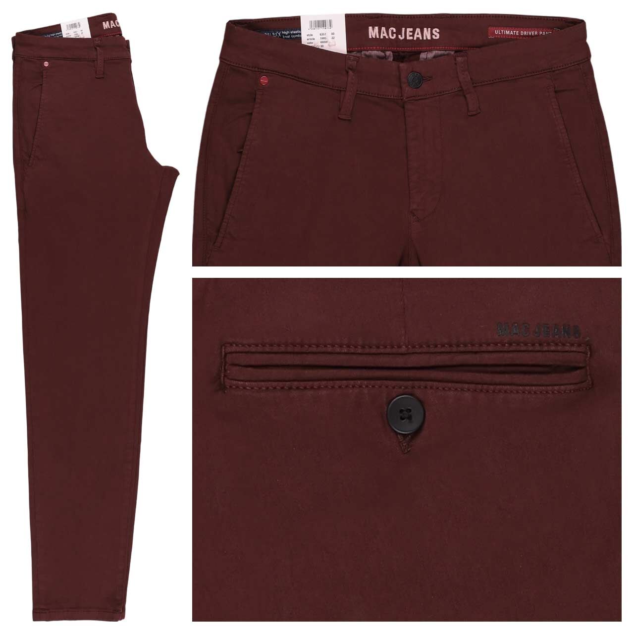 MAC Driver Pants Baumwollhose dark burgundy
