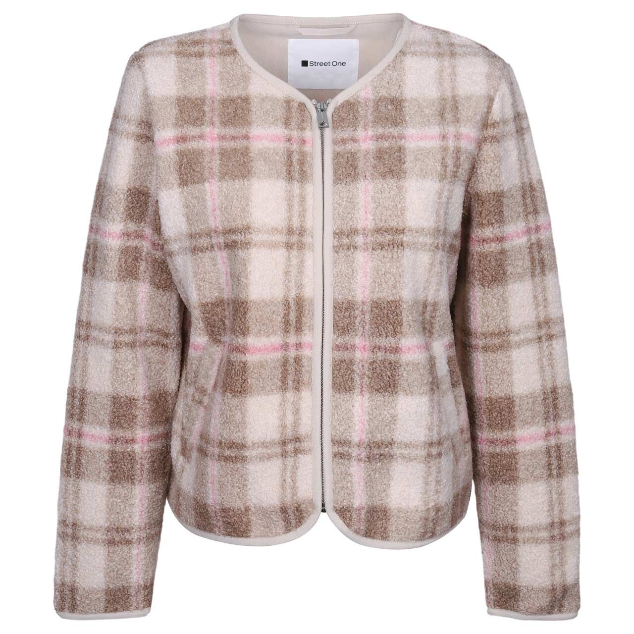 Street One Damen Teddyjacke Short Jacket soft fawn beige allover print