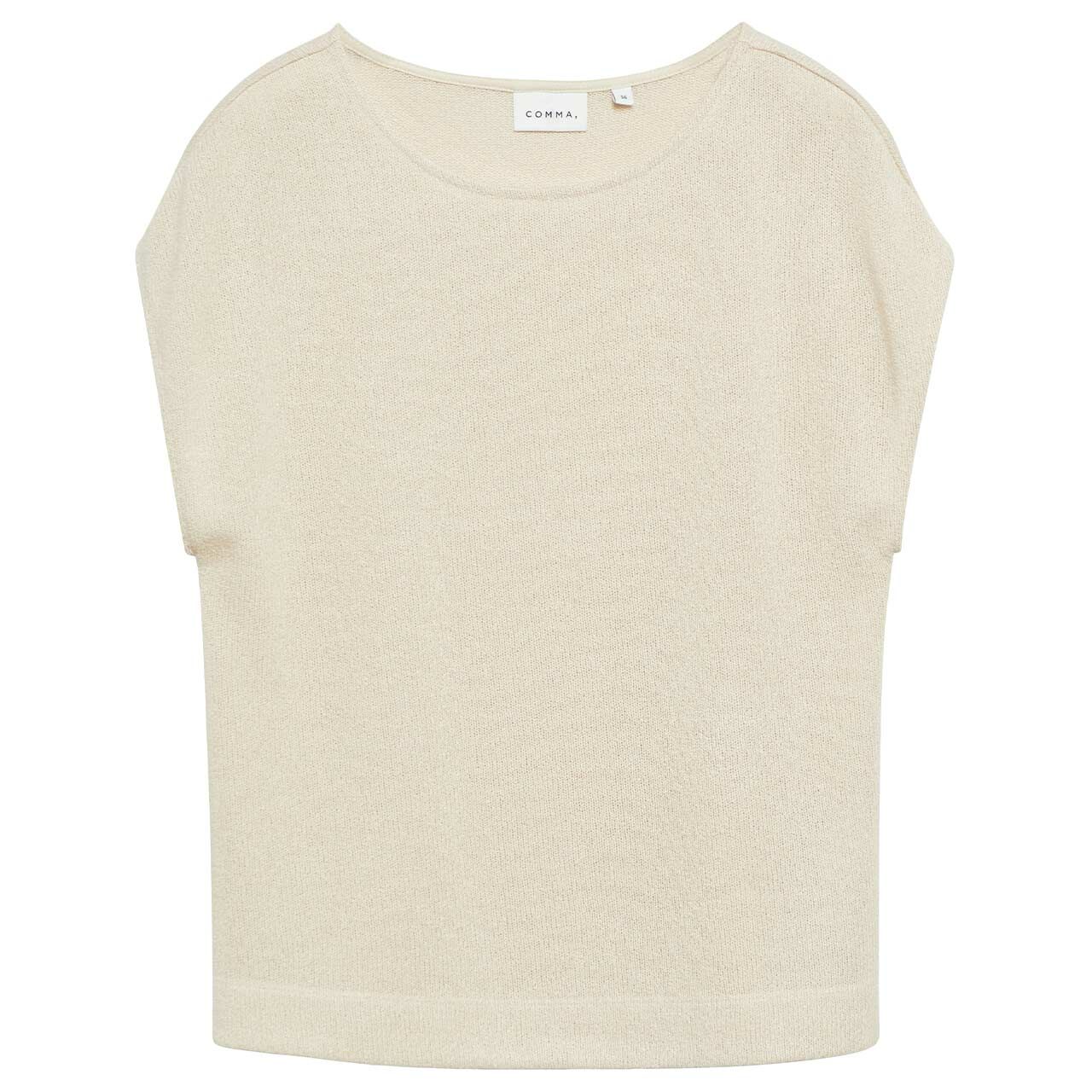 Comma Damen Kurzarm Pullover oat milk