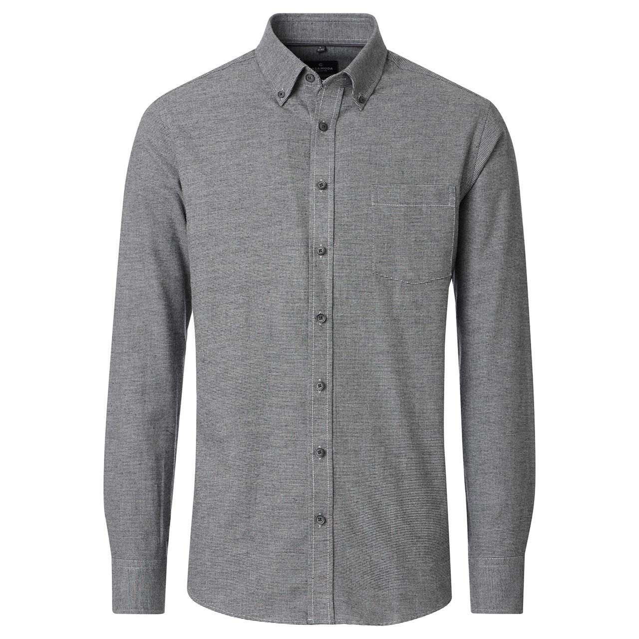 Casa Moda Herren Langarm Hemd anthracite structure cashmere feeling