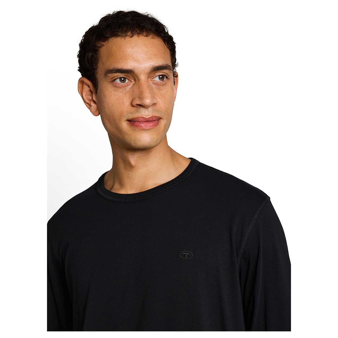 Herren Langarm Shirt von Tom Tailor in Schwarz, Detailansicht Model vorne