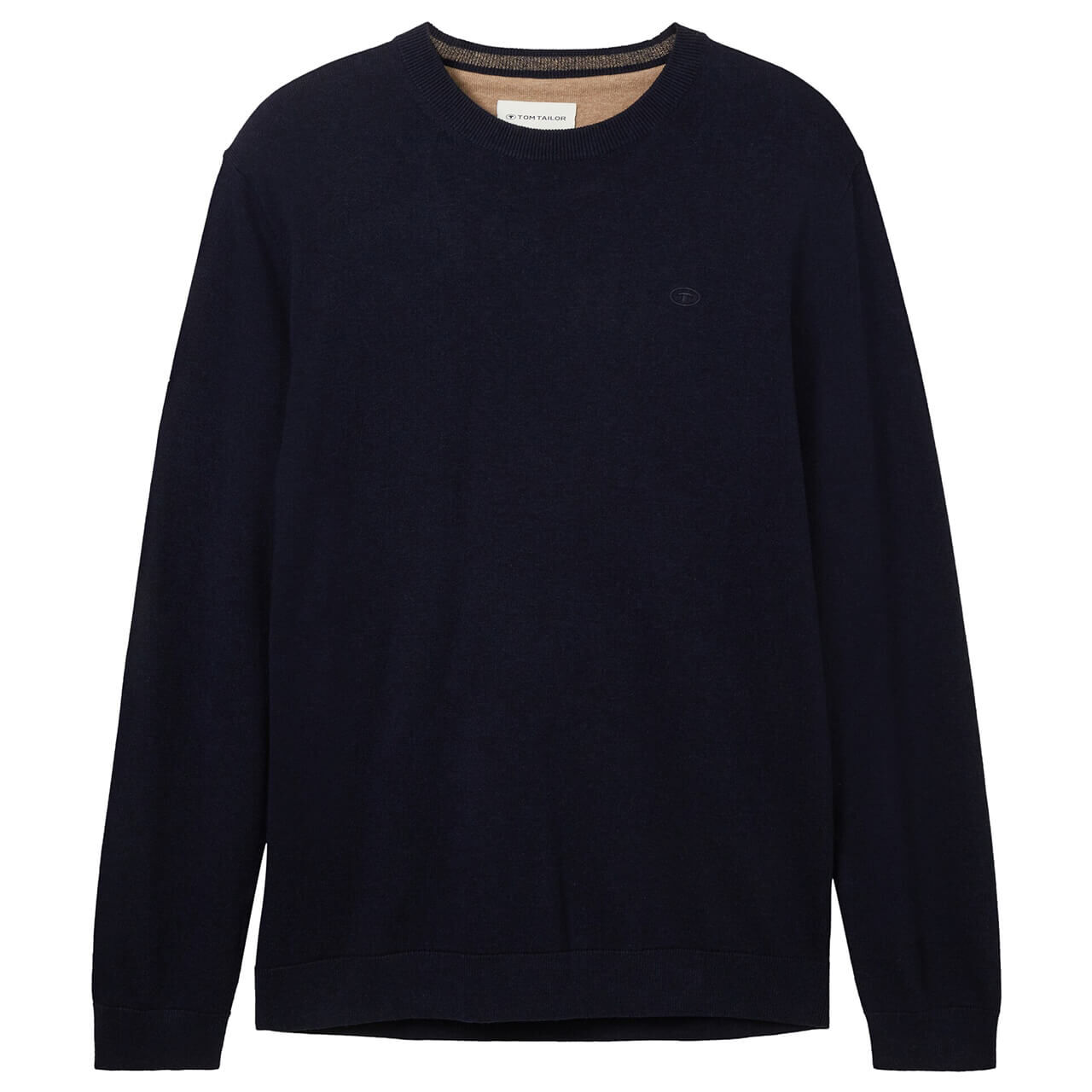 Tom Tailor Herren Pullover Basic Crewneck knitted navy melange compact cotton Tom Tailor Herren Pullover Basic Crewneck knitted navy melange compact cotton