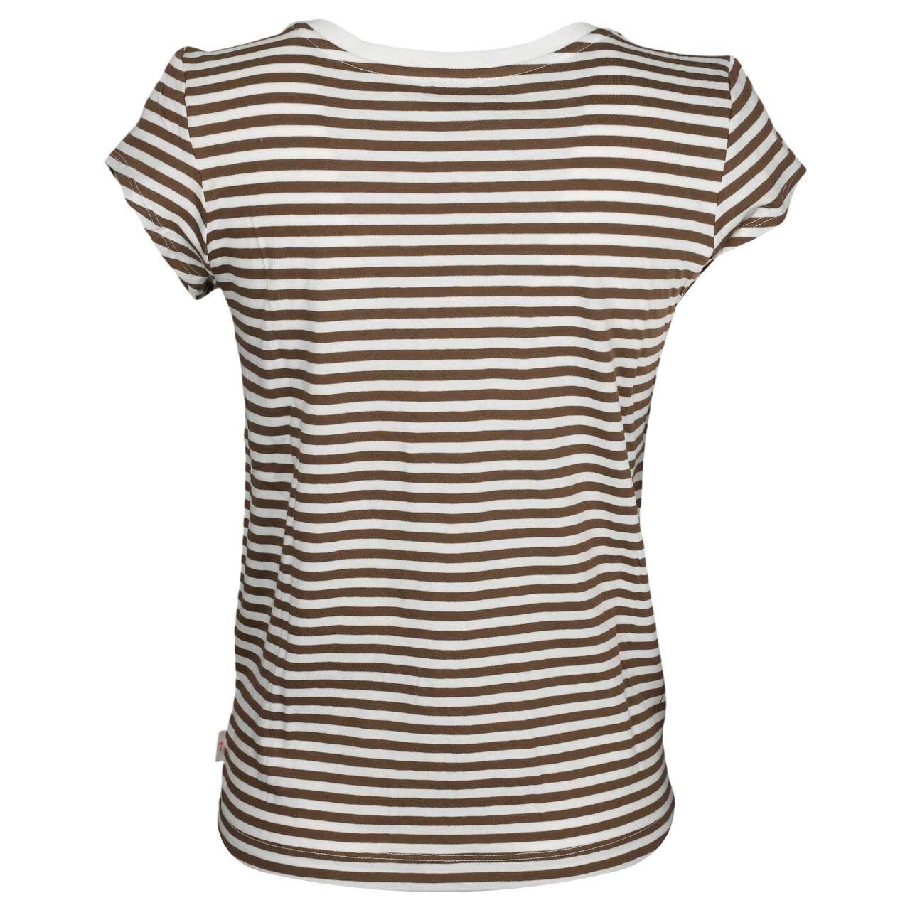 s. Oliver Damen T-Shirt in Braun gestreift, Rückansicht