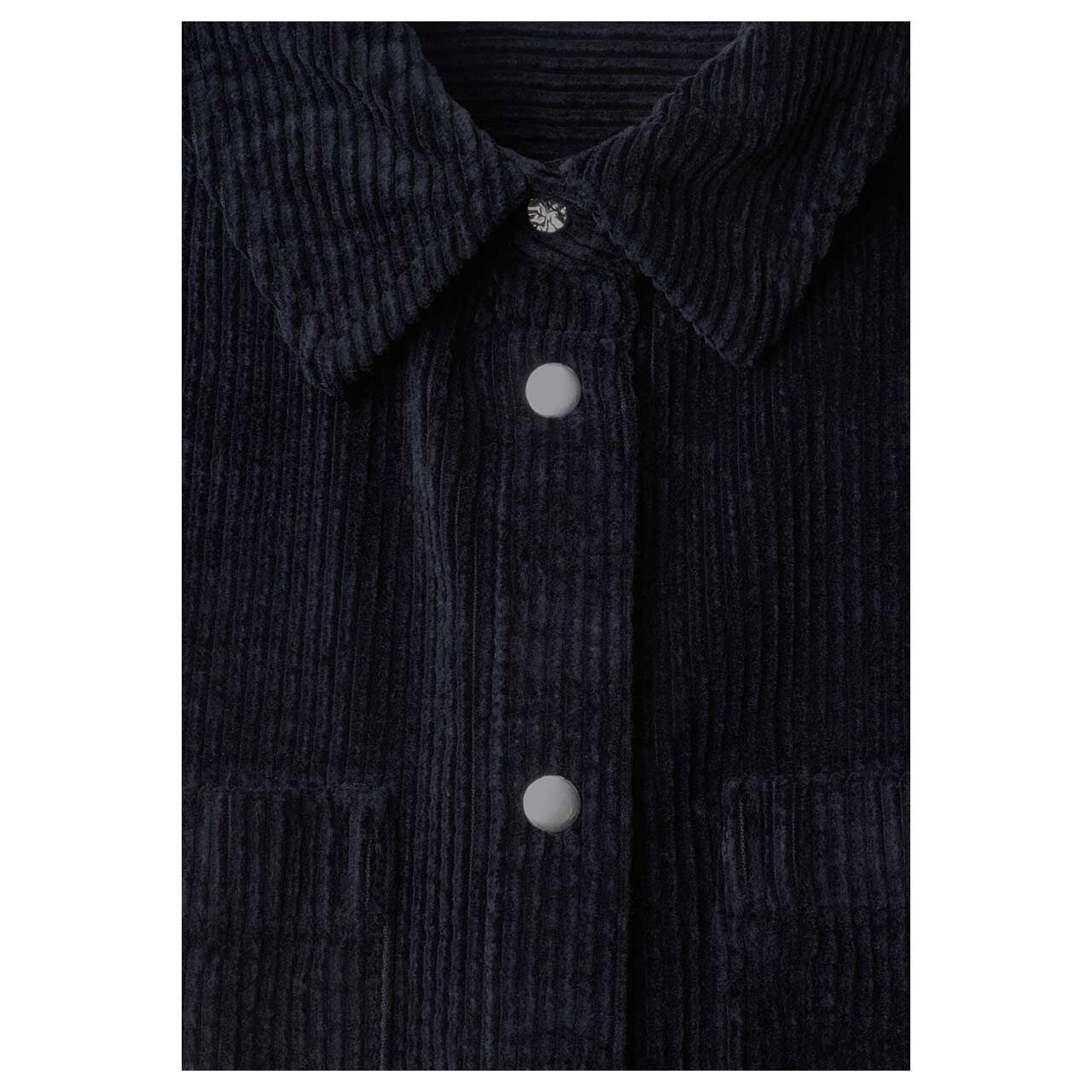 Street One Damen Langarm Cord Bluse Corduroy Shirtcollar Button Detail indigo night