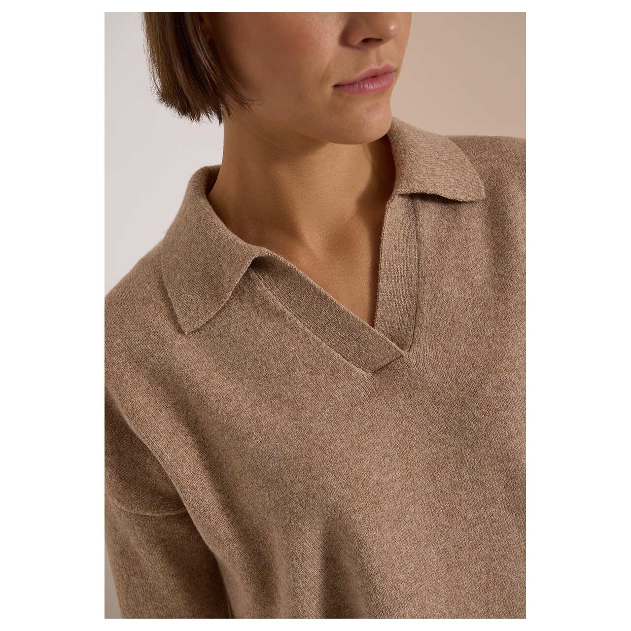 Cecil Damen Polo Pullover Cosy creamy mocha melange