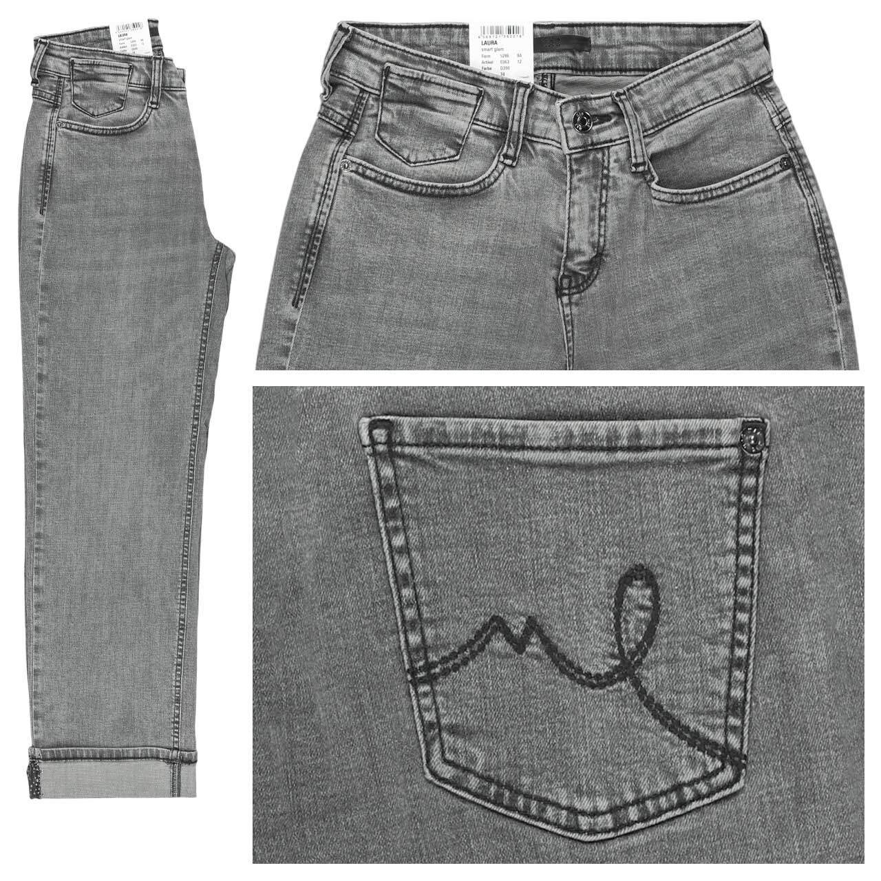 MAC Laura 7/8 Jeans Strass grey laser wash smart glam
