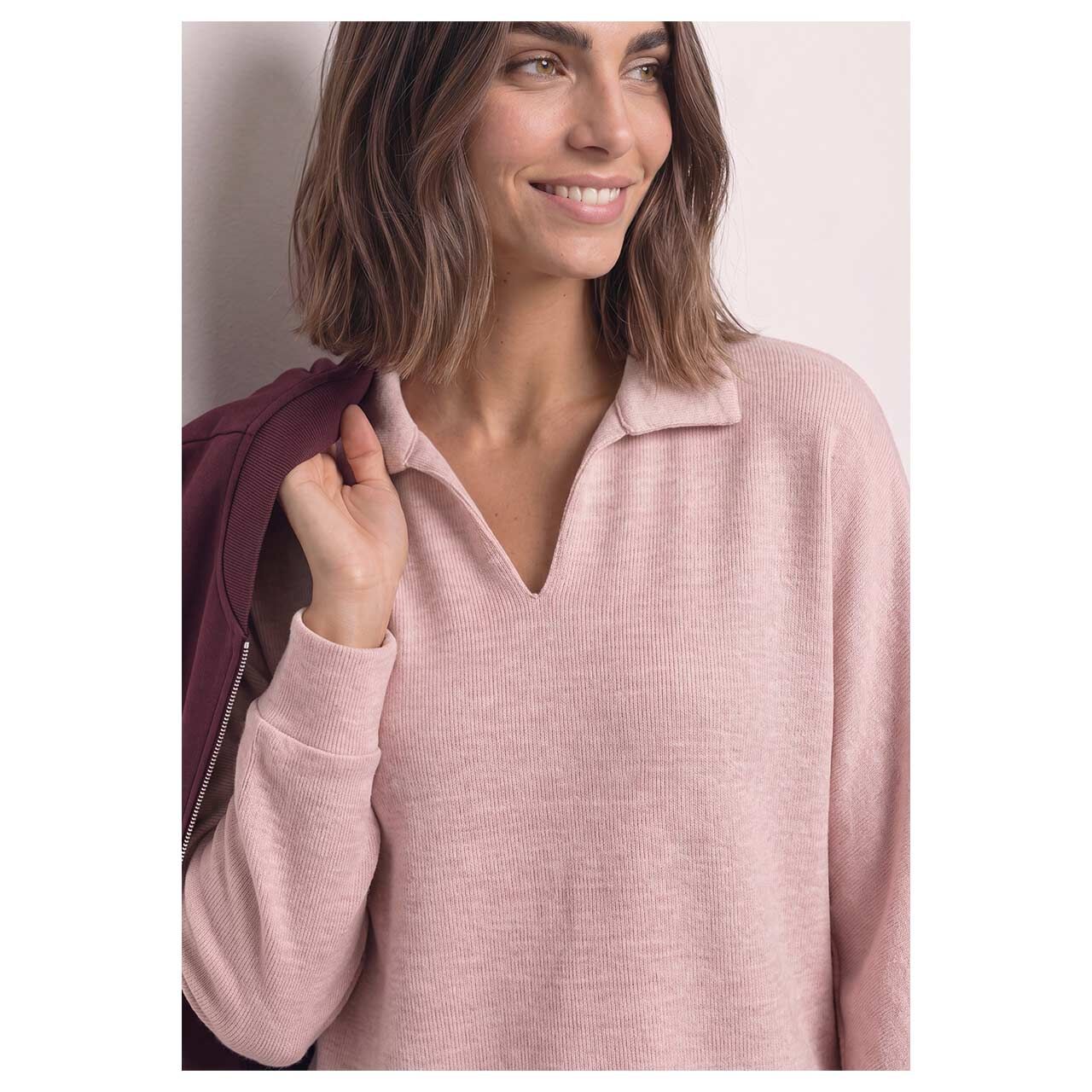 Street One Damen Polo Pullover Soft vintage blush melange