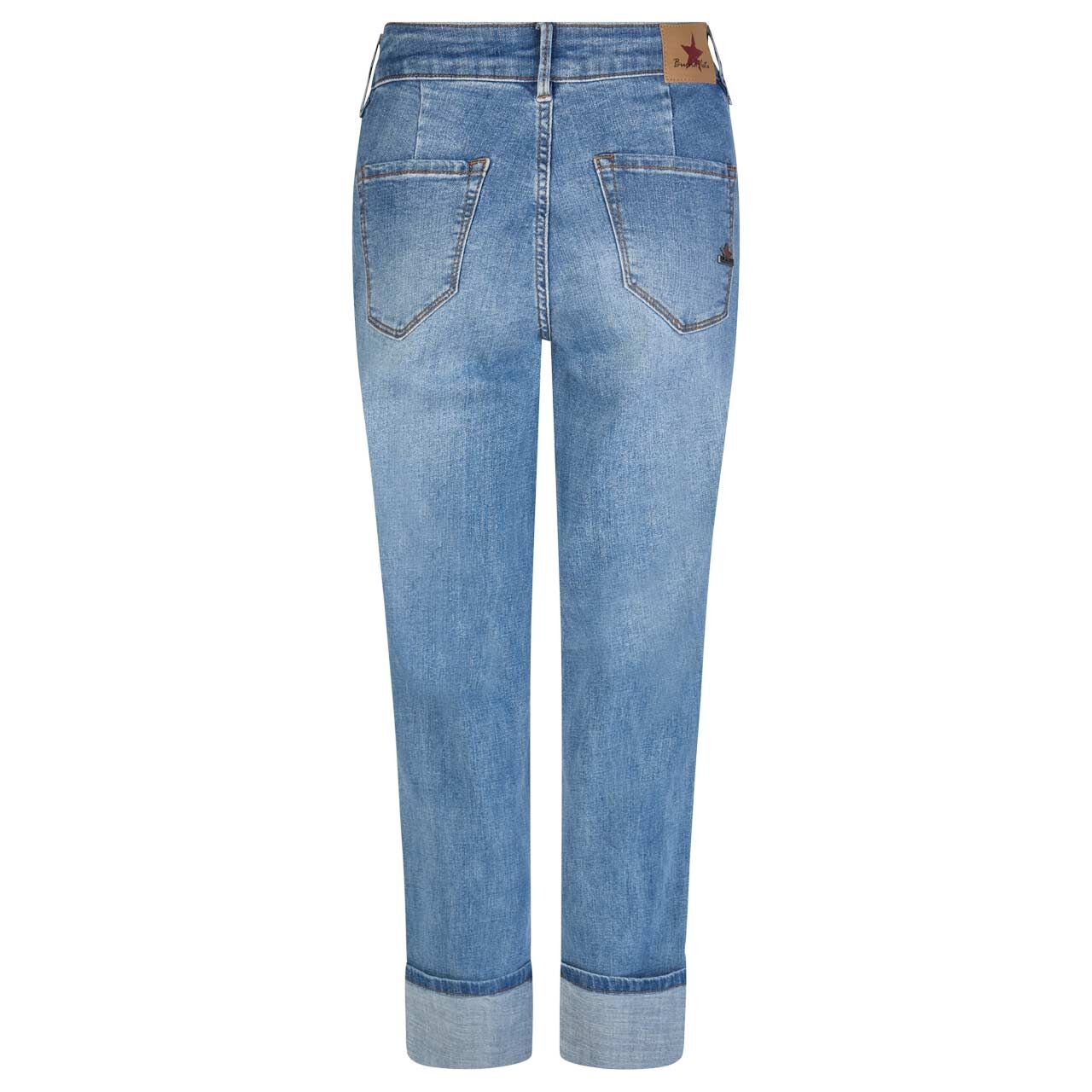 Damen 7/8 Jeans Stella-Zip Straight Stretch Denim von Buena Vista in Blau angewaschen, Rückansicht