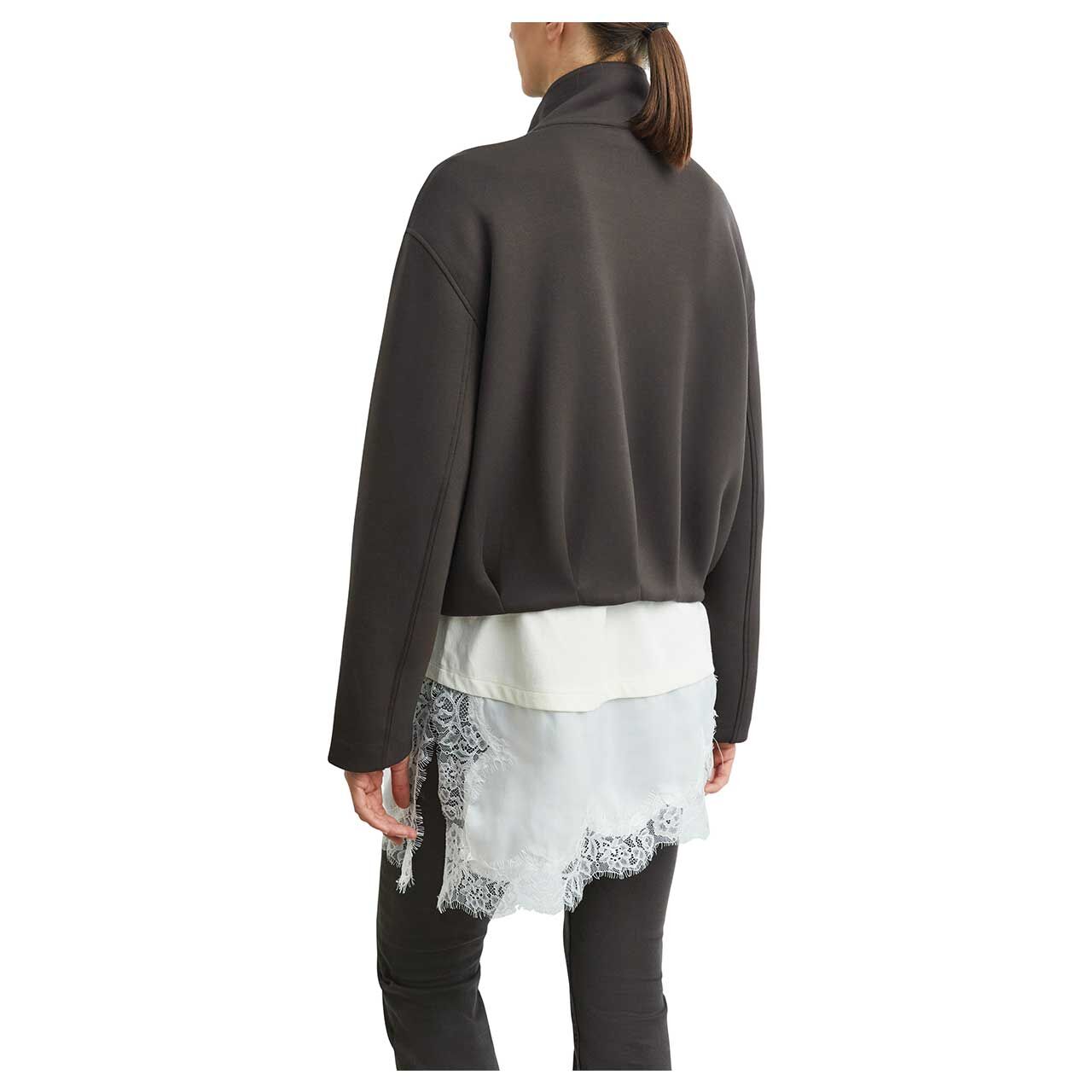 Damen Sweatjacke von Comma in Dunkelbraun, Rückansicht am Model