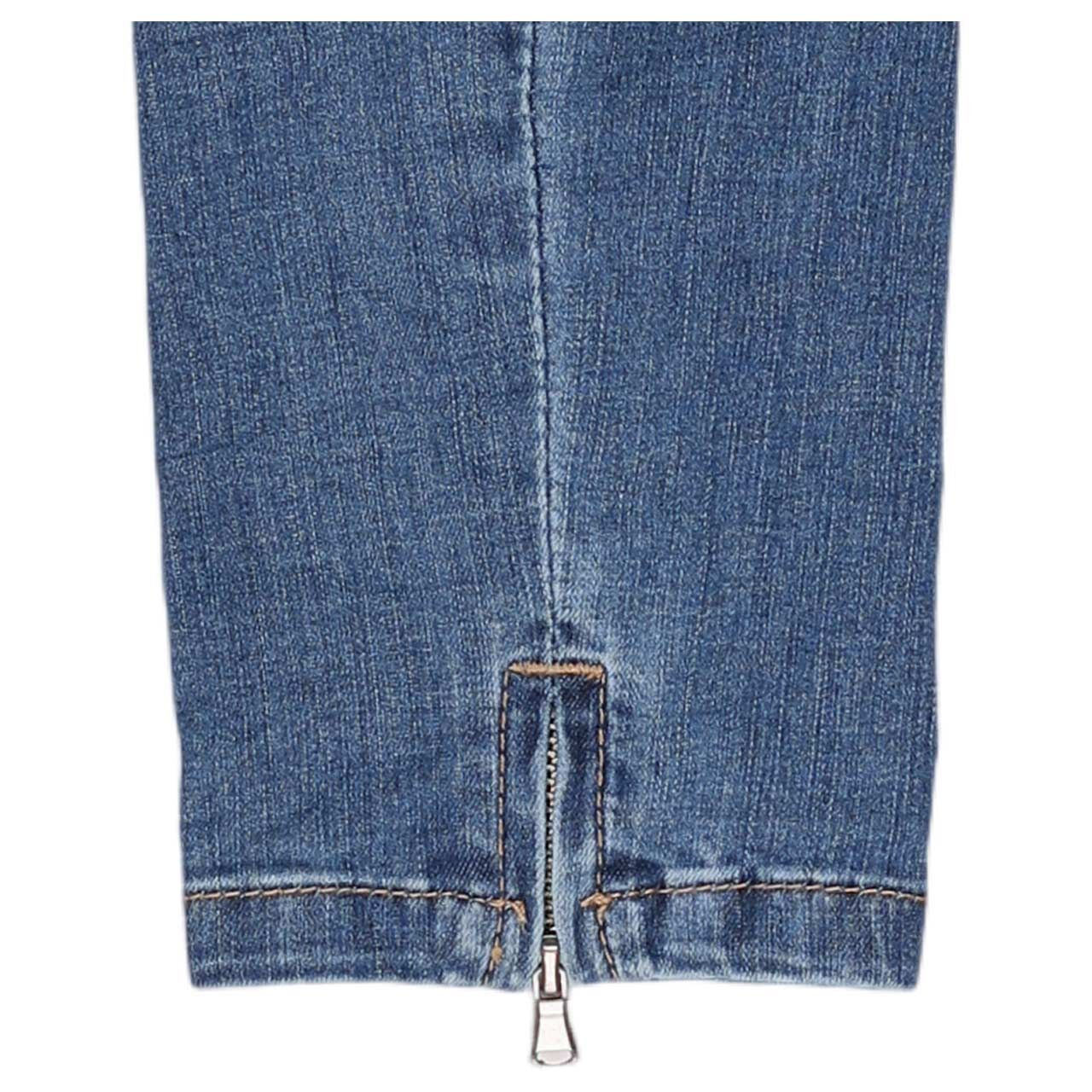 Damenjeans Italy V 7/8 Stretch Denim von Buena Vista in Blau verwaschen, Detailansicht Zipper am Saum