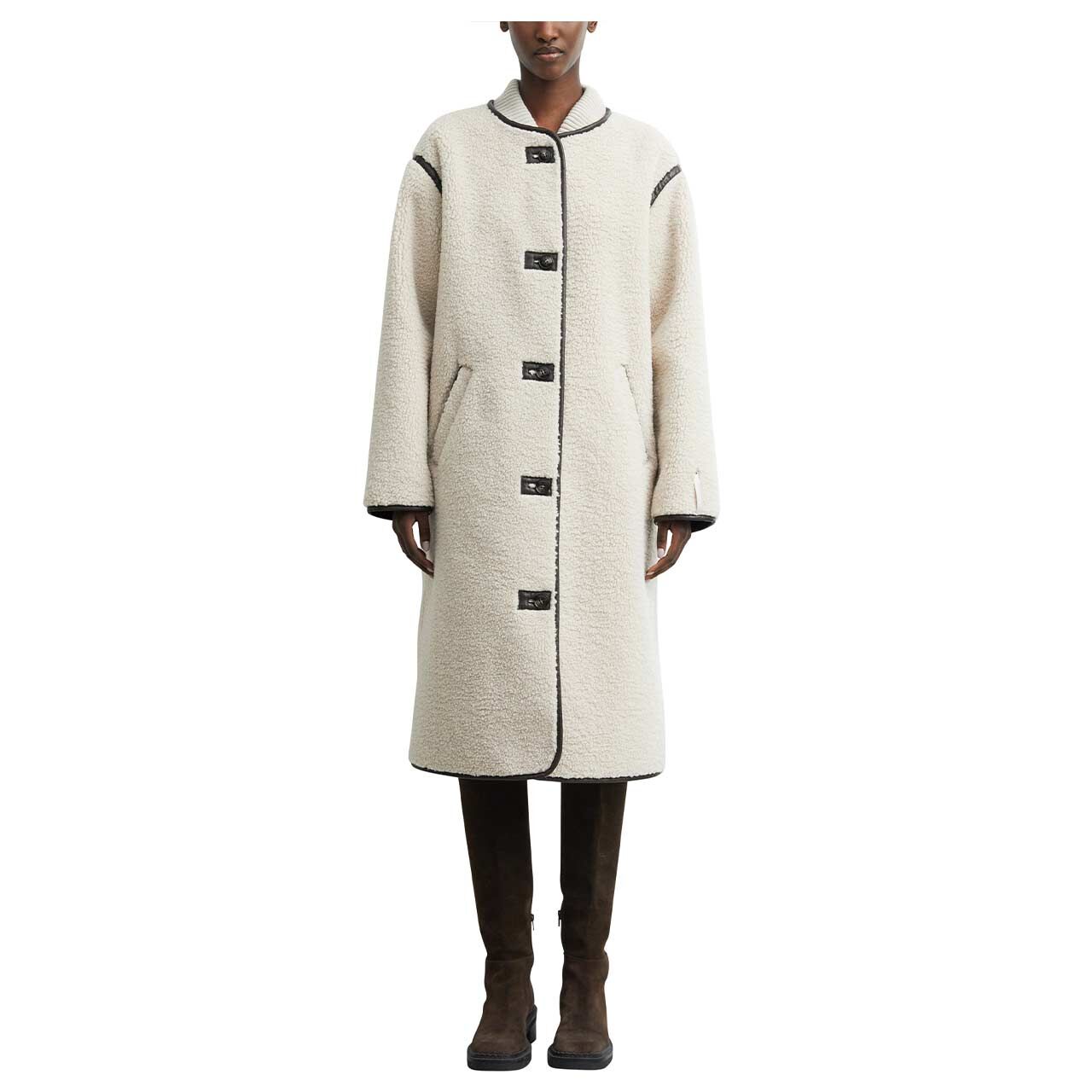 Damen Teddy Mantel von Comma in Beige, Vorderansicht am Model
