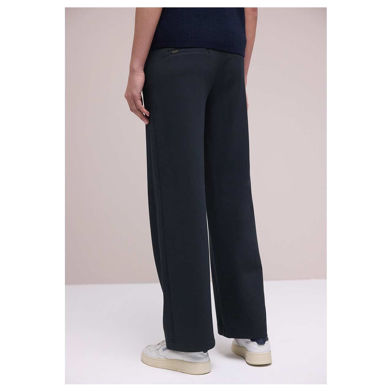 Stretch Damenhose Wide Leg von Street One in Dunkelblau, Rückansicht am Model