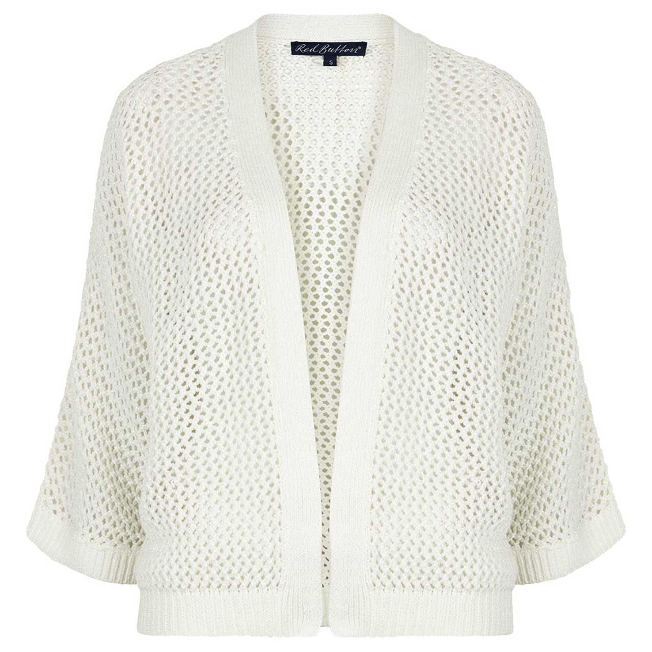 Red Button Damen Strickjacke Pointelle Cardigan off white