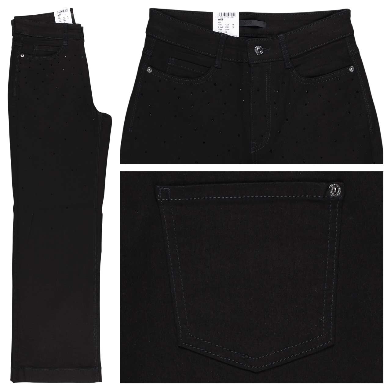 MAC Wide Jeans Strass black sky