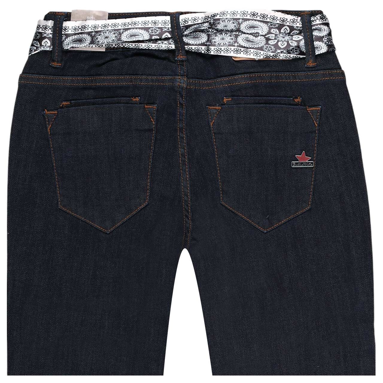 Damenjeans Italy B Bootcut Stretch Denim in Dunkelblau, detaillierte Rückansicht