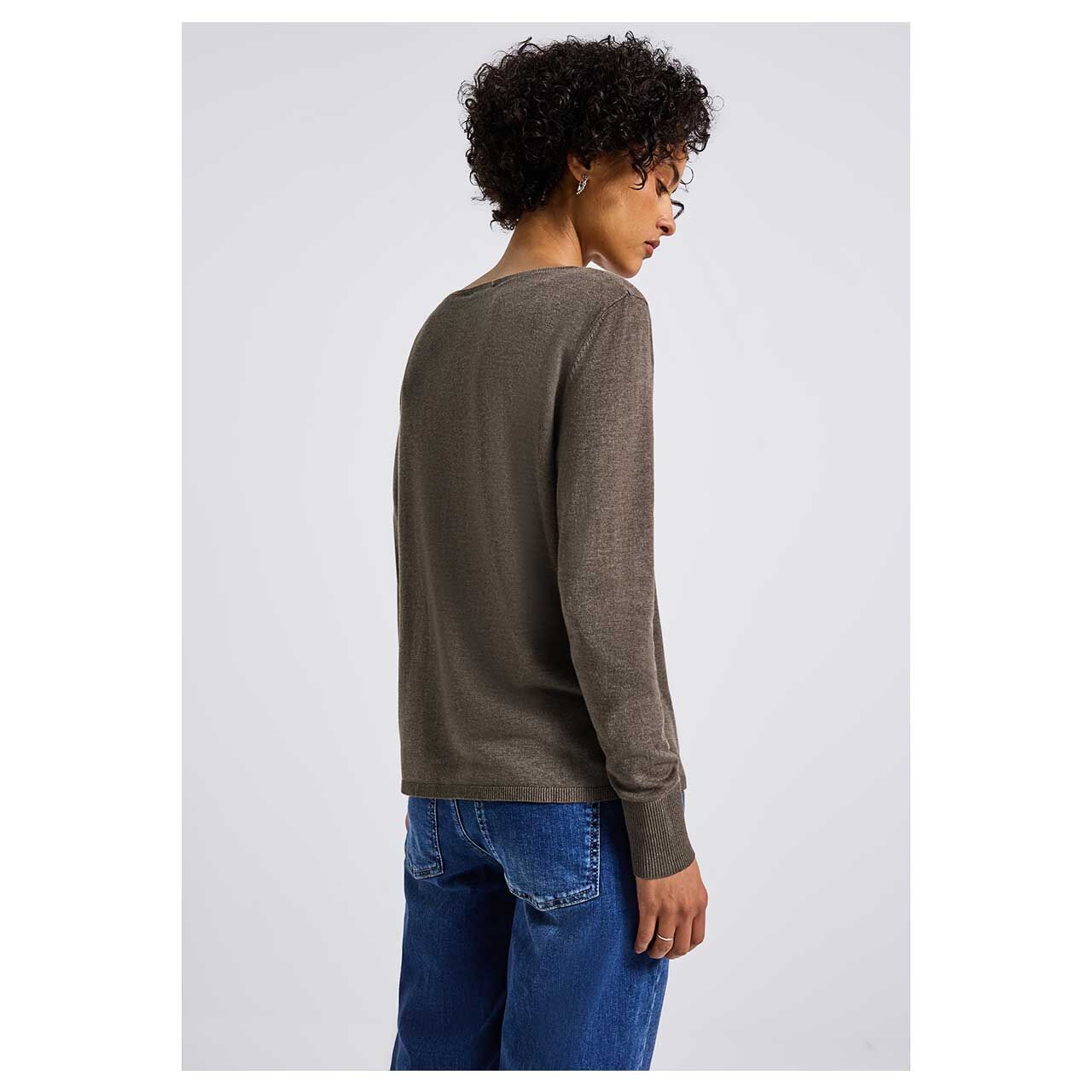 Street One Damen Pullover in Braun meliert, Rückansicht Model