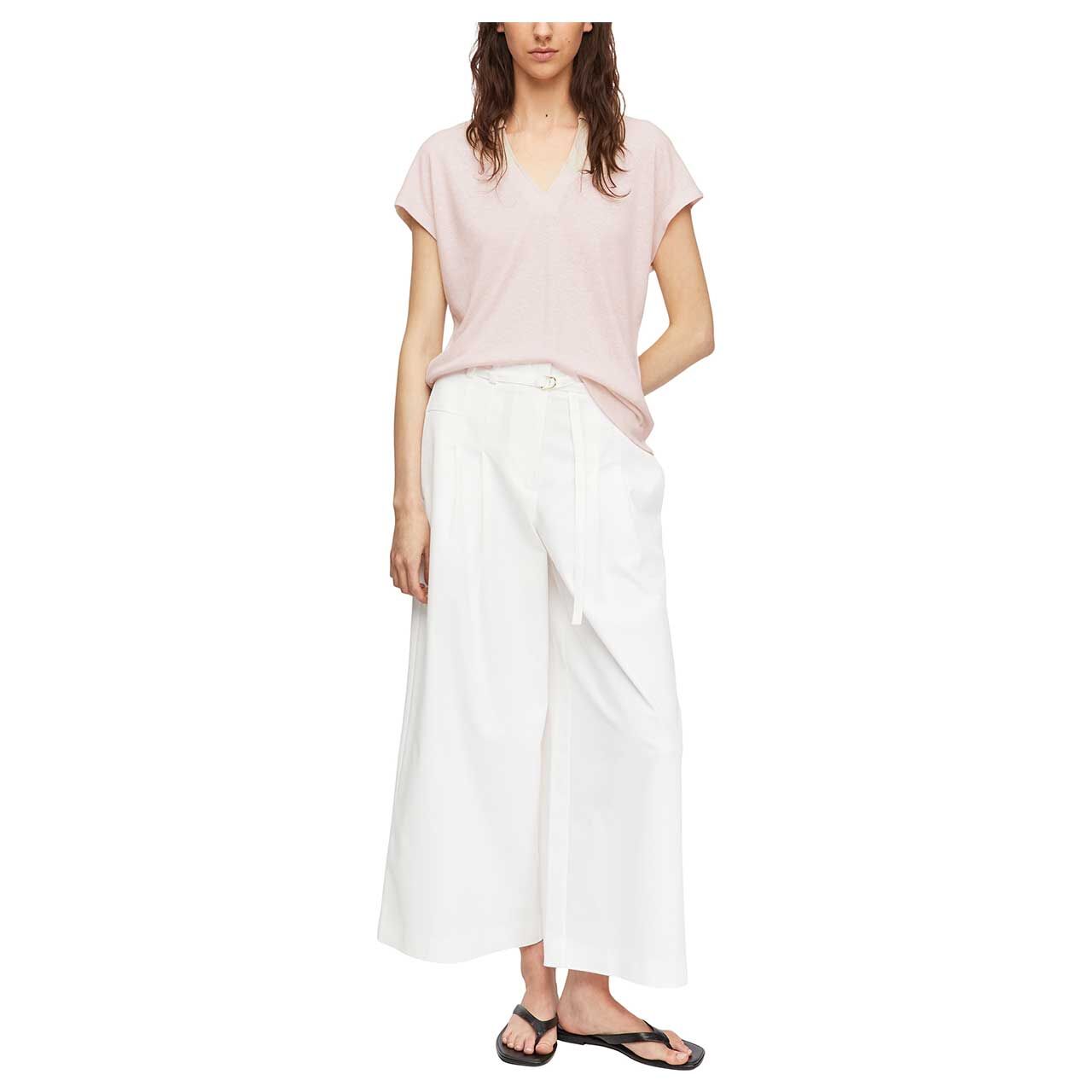 Damen T-Shirt von Comma in Beige, Ganzkörperansicht am Model