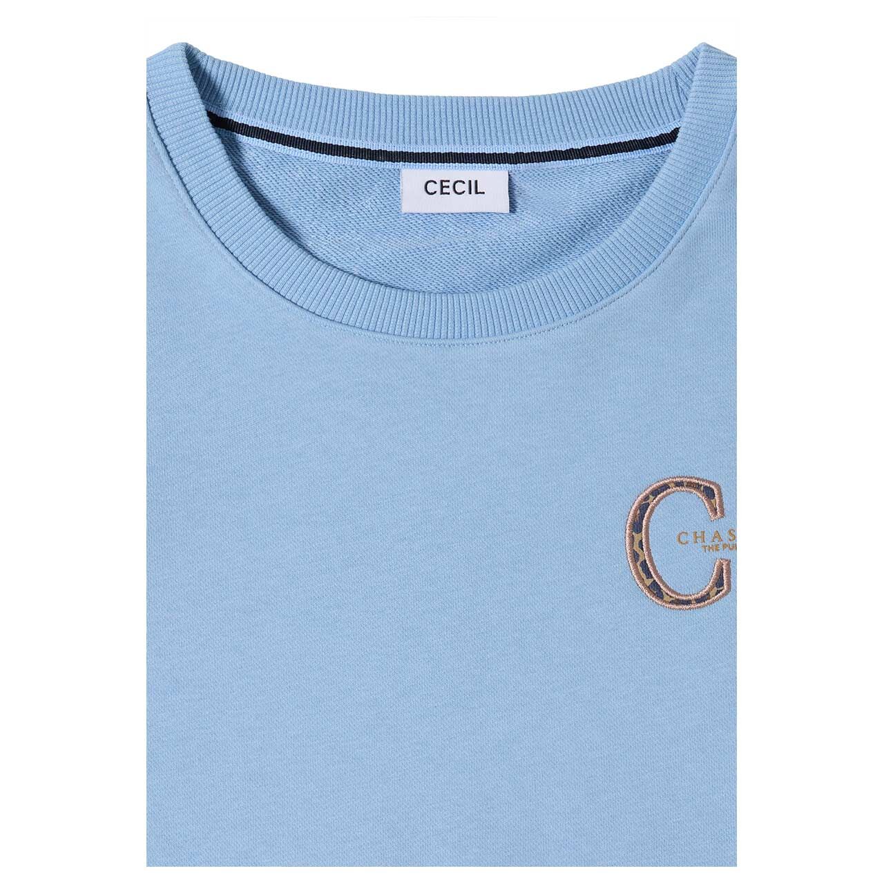 Cecil Damen Sweatshirt Solid Embroidery easy blue