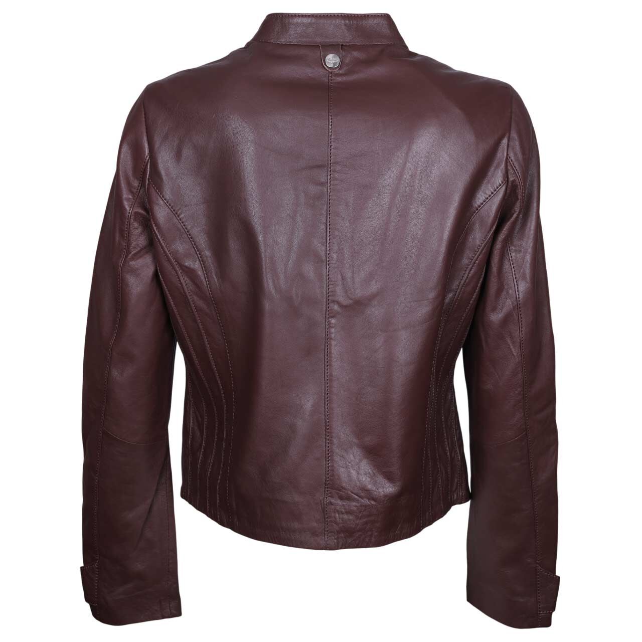 Damen Lederjacke Luciana von Mauritius in Braun-Lila, Rückansicht