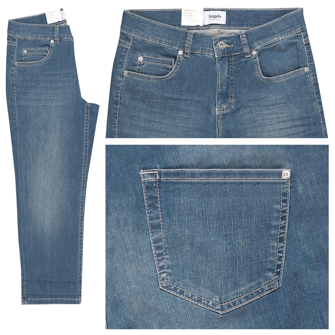 angels-cici-78jeans-washedblue-3458 Angels Jeans Cici TU 3/4 für Damen in Mittelblau angewaschen, FarbNr.: 3458