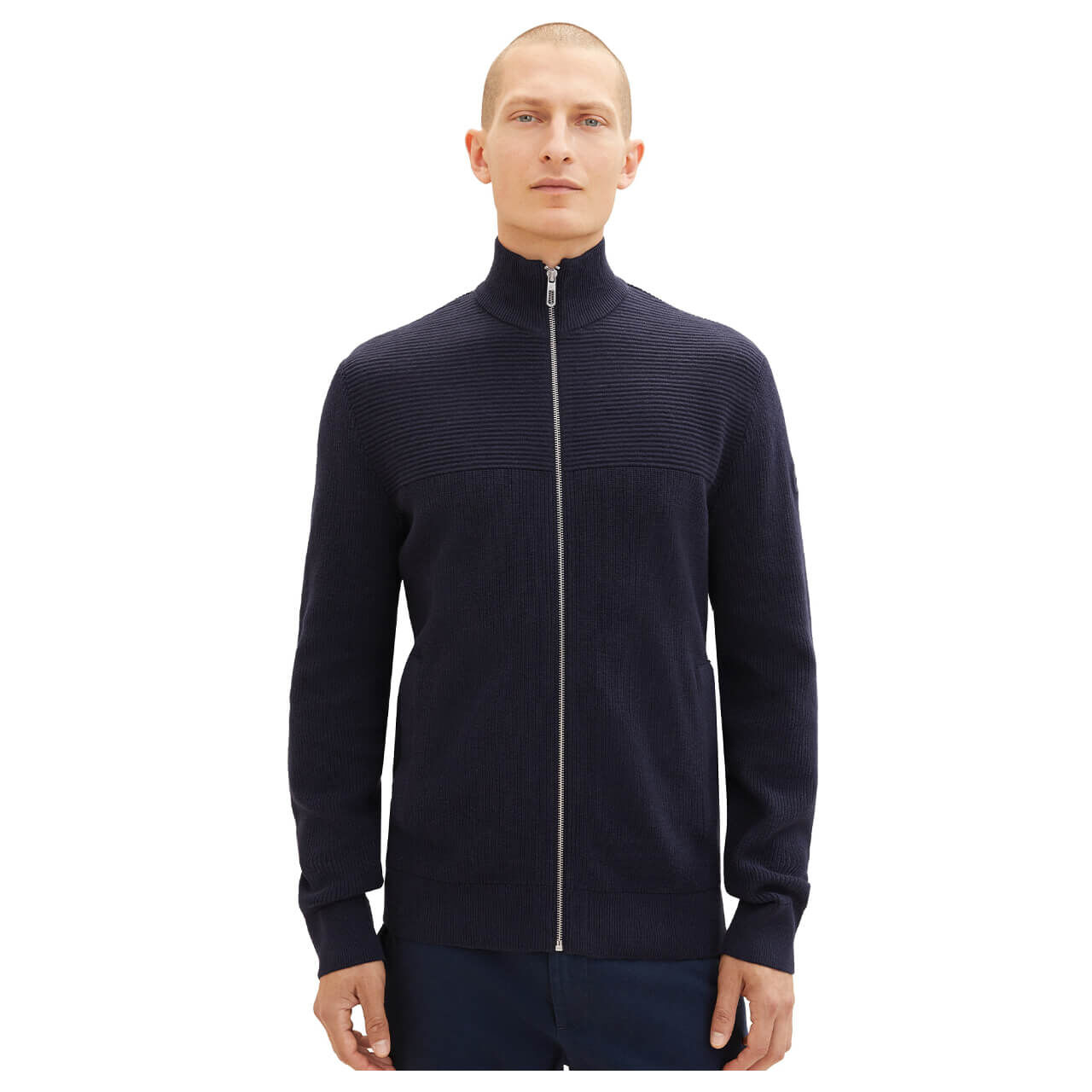 Tom Tailor Herren Strickjacke knitted navy melange blue