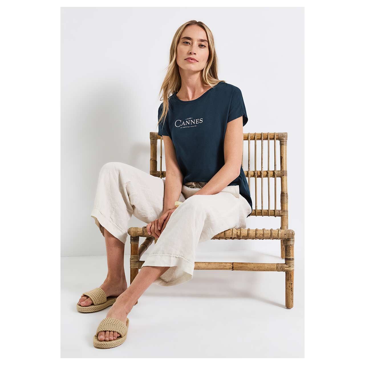 Damen T-Shirt Basic Foil Print von Street One in Petrol, Vorderansicht