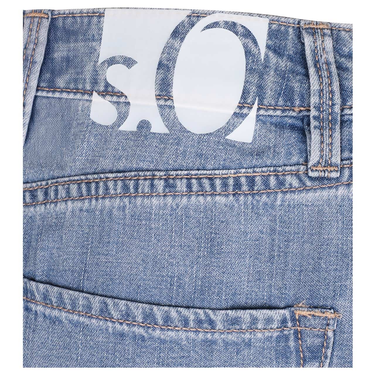 Stretch Damen Ankle Jeans Barrel Leg von s.Oliver in Hellblau angewaschen, Detailansicht Markenpatch