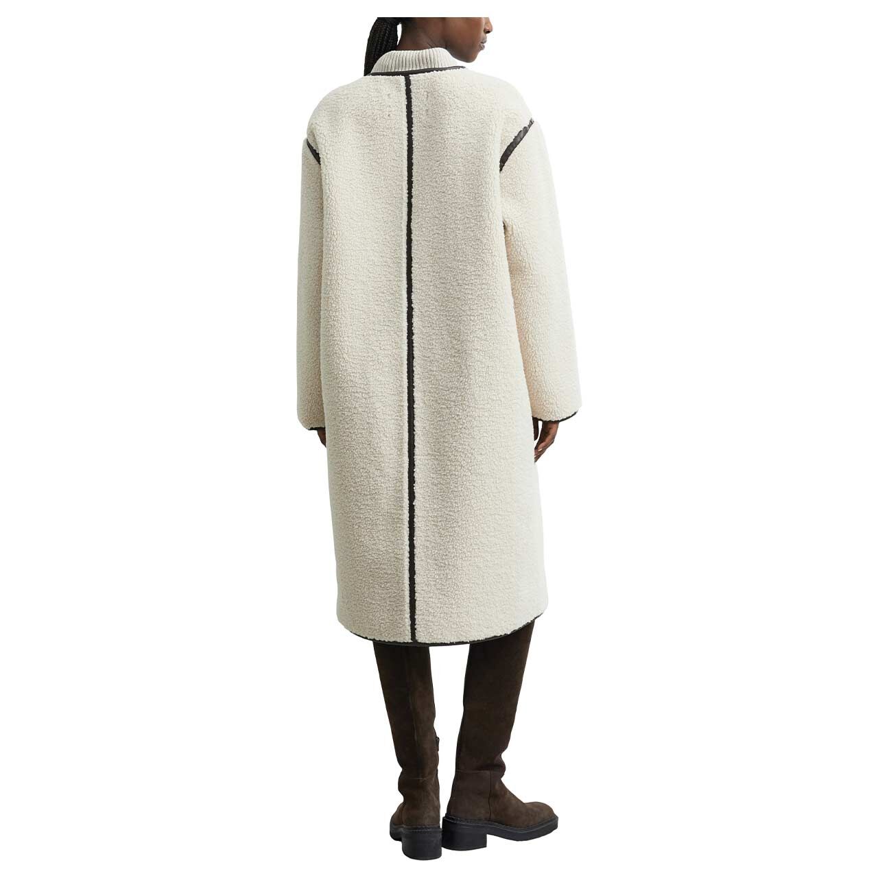 Damen Teddy Mantel von Comma in Beige, Rückansicht am Model