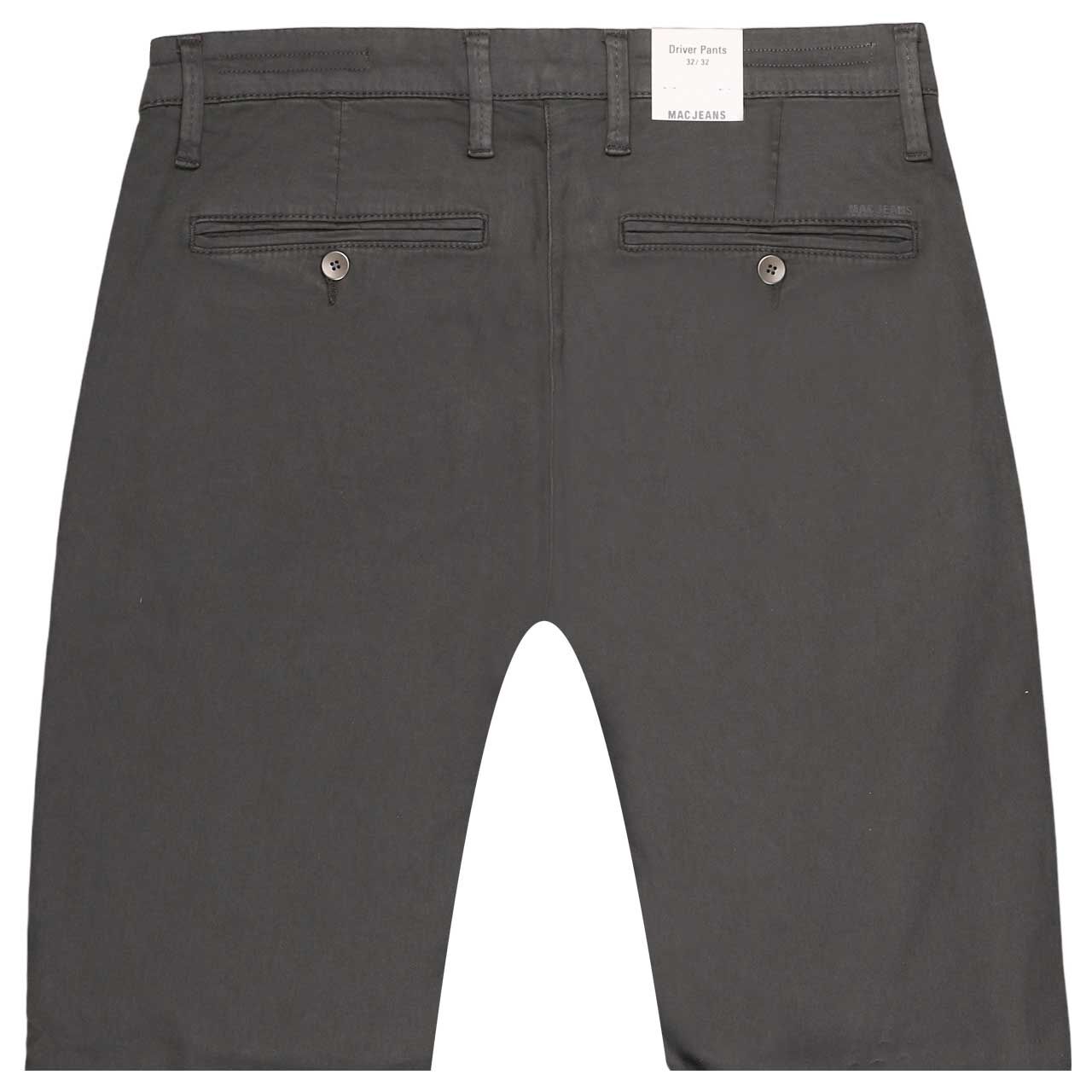 Herren Chino Baumwollhose Flexx Driver Pants von MAC in Dunkelgrau, detailierte Rückansicht