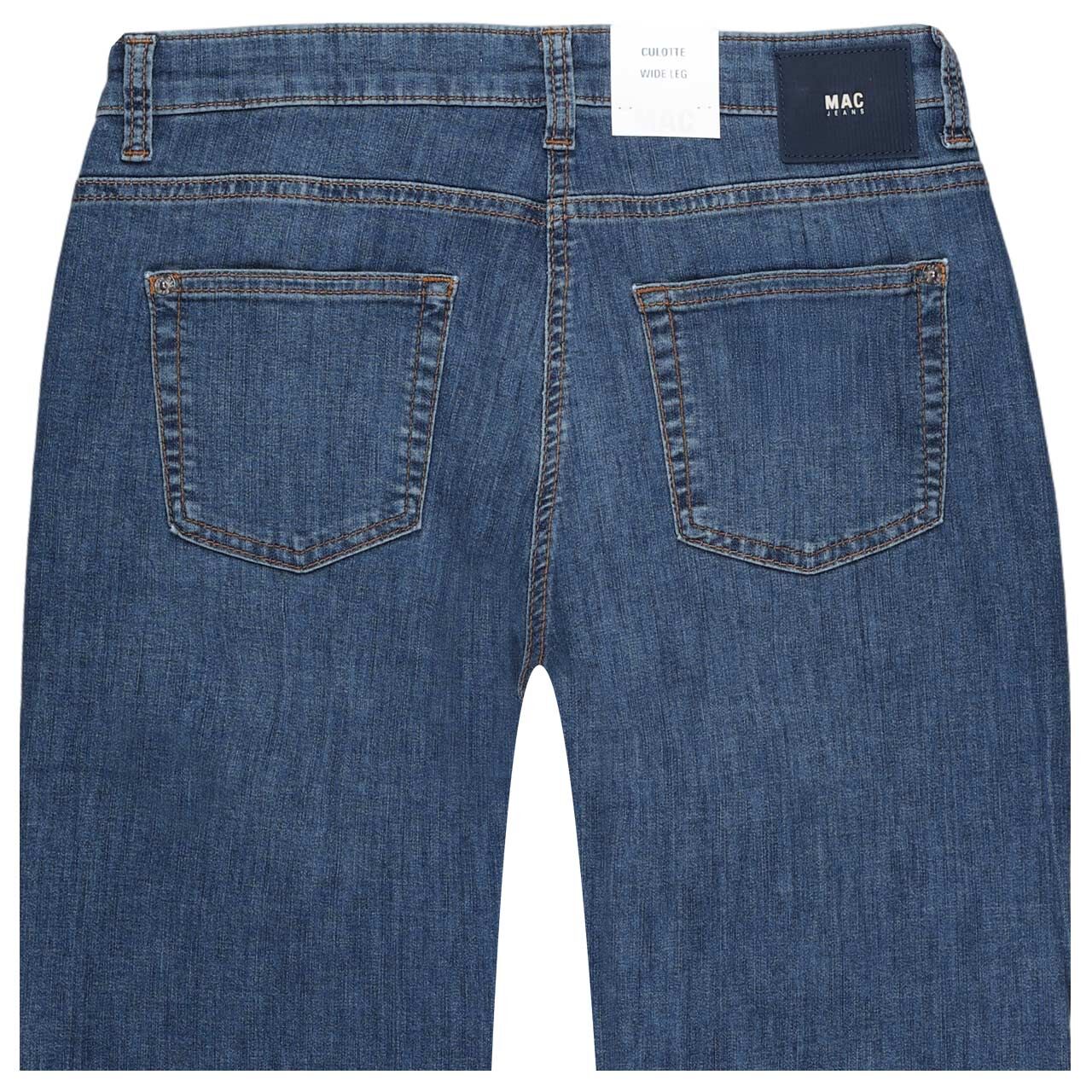 Stretch Damen 7/8 Jeans Culotte von MAC in Blau angewaschen, detaillierte Rückansicht