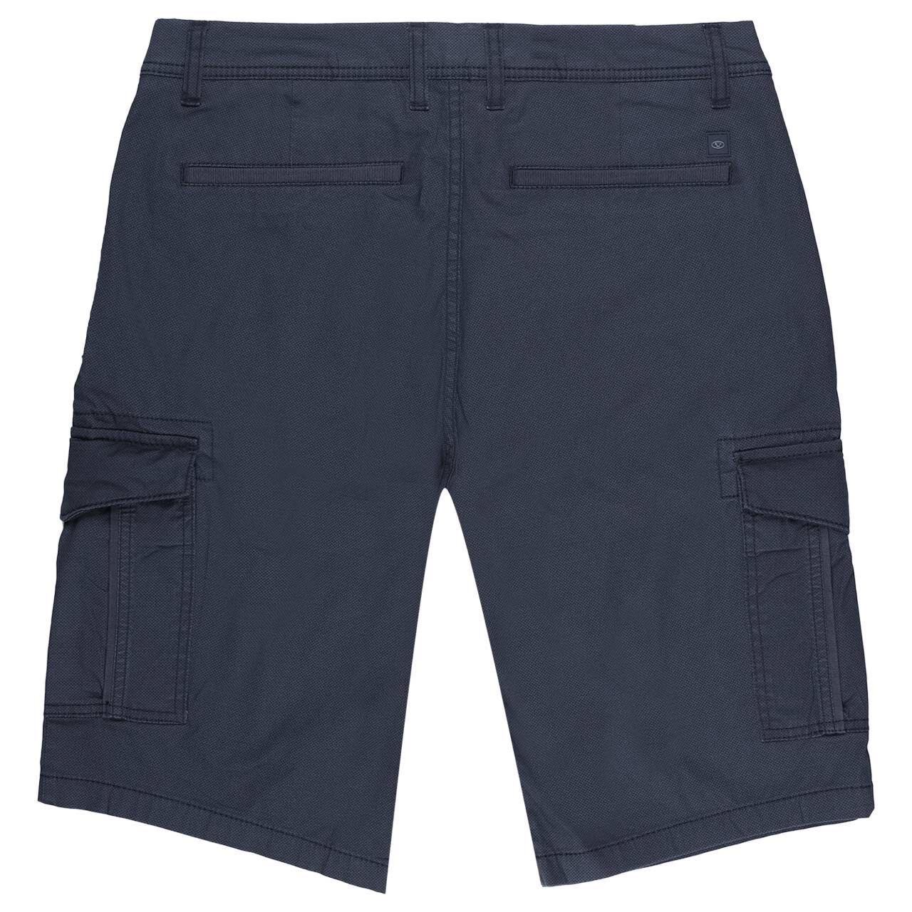 Stretch Herren Cargo Baumwoll Bermuda von Tom Tailor in Blau mit Print, Rückansicht