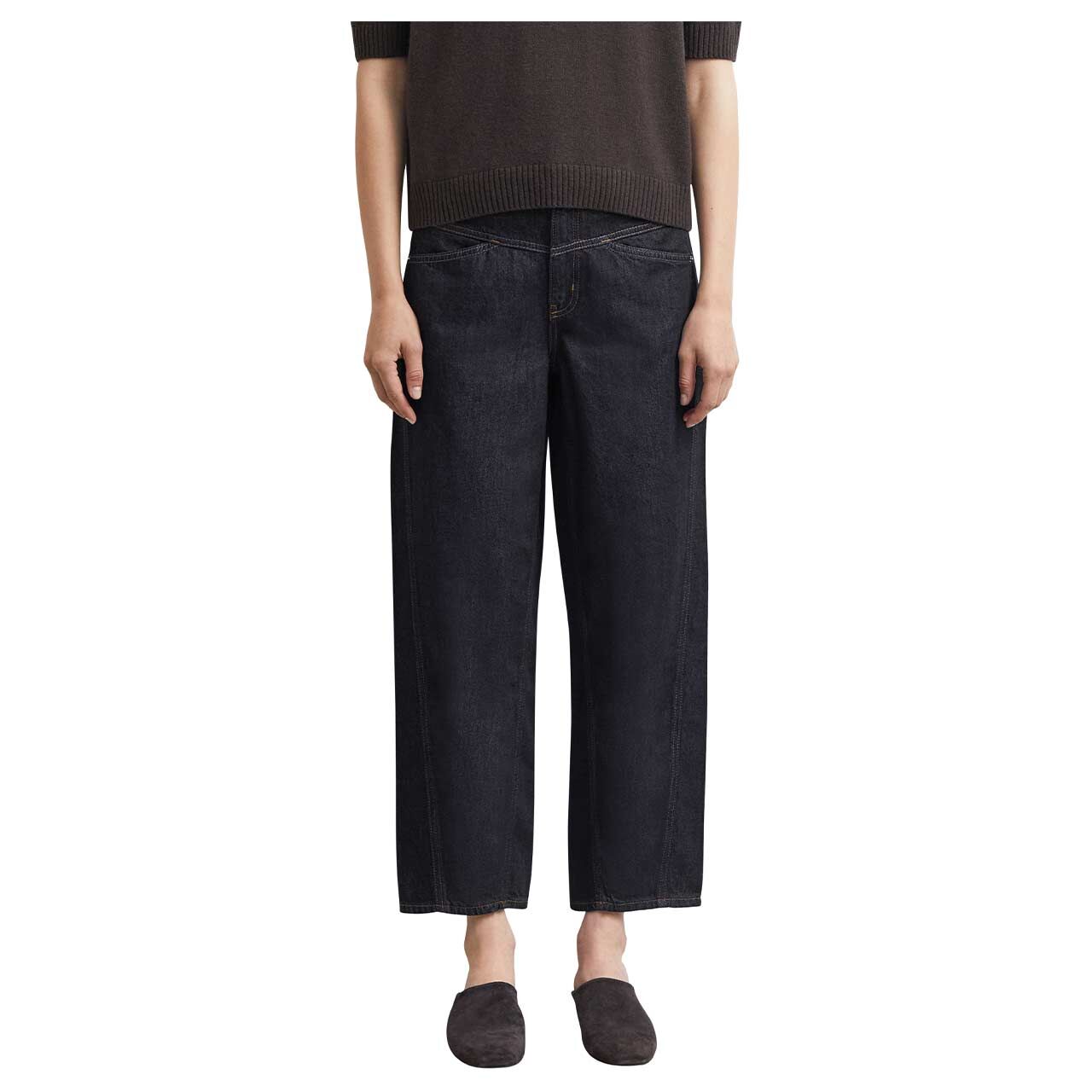 Stretch Damen 7/8 Jeans Liv Barrel von Comma in Dunkelblau, Vorderansicht am Model