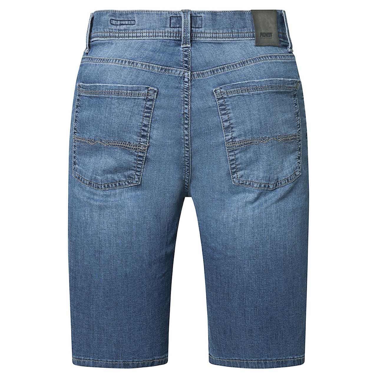 Bermuda Jeans Finn Megaflex von Pioneer in Blau angewaschen, Rückansicht