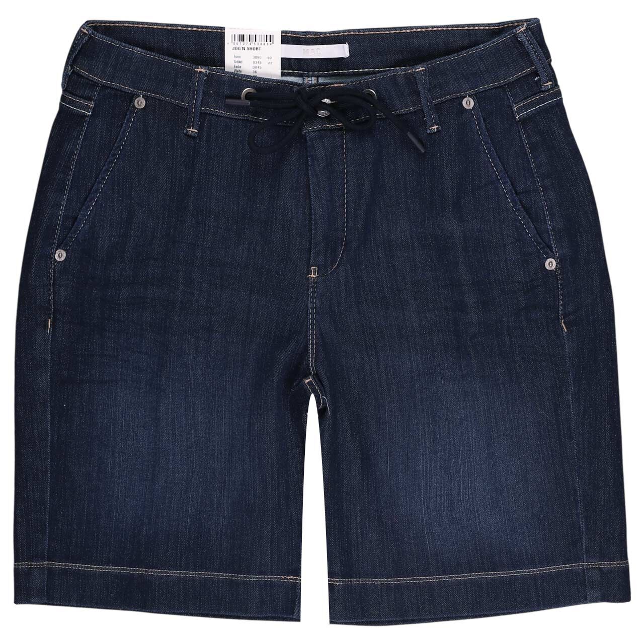 Damen Jeans Shorts Jogn Short von MAC in Dunkelblau verwaschen, Vorderansicht