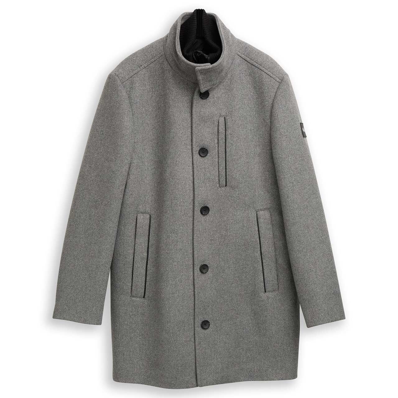 Tom Tailor Herren Mantel Wool Coat 2 in 1 light stone grey twill